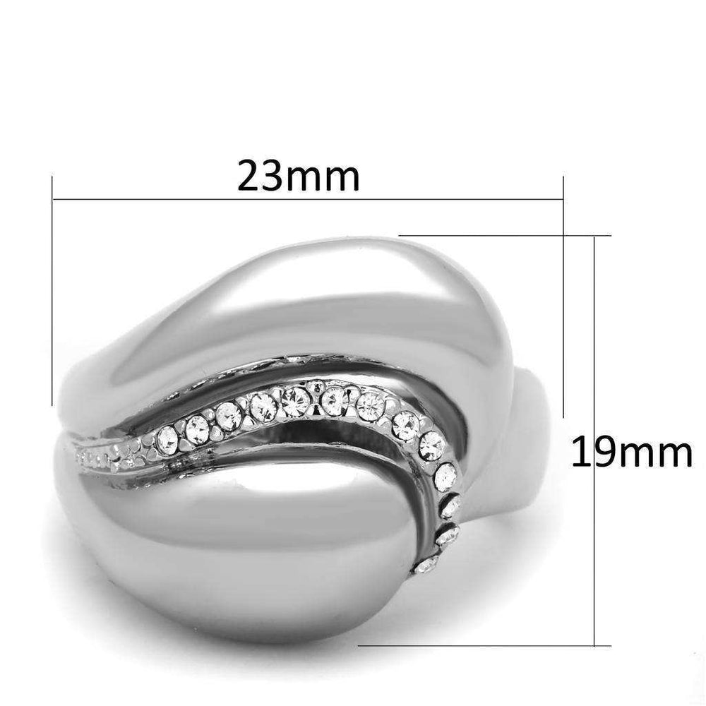 Alamode Rhodium Brass Ring with Top Grade Crystal in Clear - Alamode - Flyclothing LLC