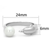 Alamode Rhodium Brass Ring with Synthetic Pearl in White - Alamode - Flyclothing LLC