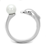 Alamode Rhodium Brass Ring with Synthetic Pearl in White - Alamode - Flyclothing LLC