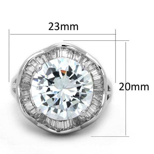 Alamode Rhodium Brass Ring with AAA Grade CZ in Clear - Alamode - Flyclothing LLC