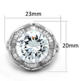 Alamode Rhodium Brass Ring with AAA Grade CZ in Clear - Alamode