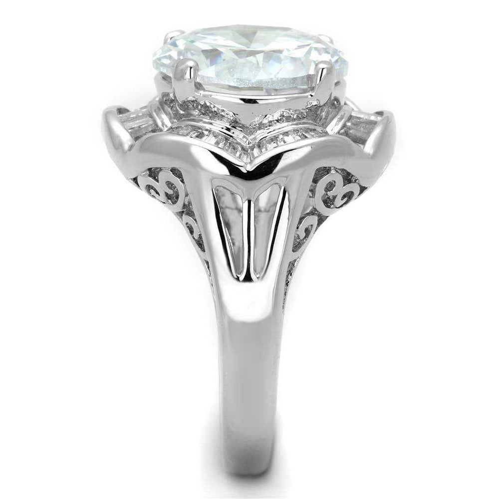 Alamode Rhodium Brass Ring with AAA Grade CZ in Clear - Alamode - Flyclothing LLC