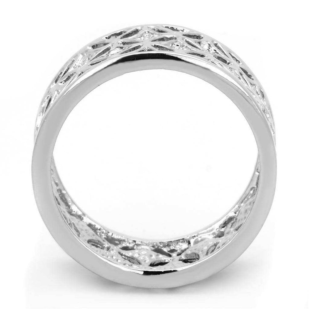 Alamode Rhodium Brass Ring with Top Grade Crystal in Clear - Alamode - Flyclothing LLC