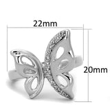 Alamode Rhodium Brass Ring with AAA Grade CZ in Clear - Alamode