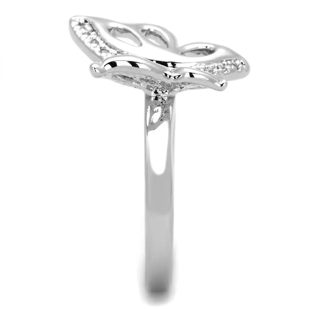 Alamode Rhodium Brass Ring with AAA Grade CZ in Clear - Alamode - Flyclothing LLC