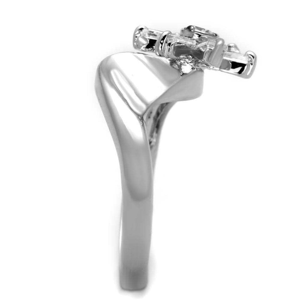 Alamode Rhodium Brass Ring with AAA Grade CZ in Clear - Alamode - Flyclothing LLC