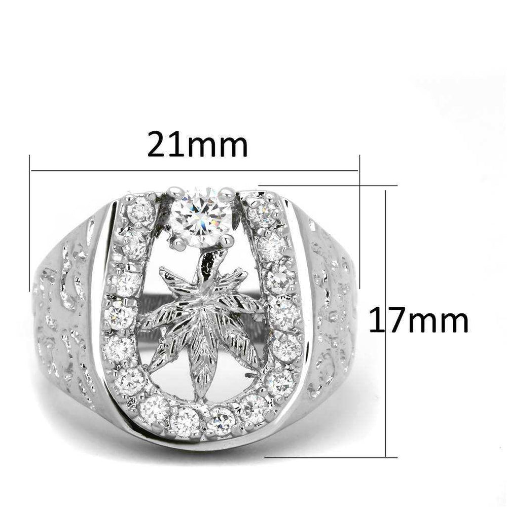 Alamode Rhodium Brass Ring with AAA Grade CZ in Clear - Alamode - Flyclothing LLC