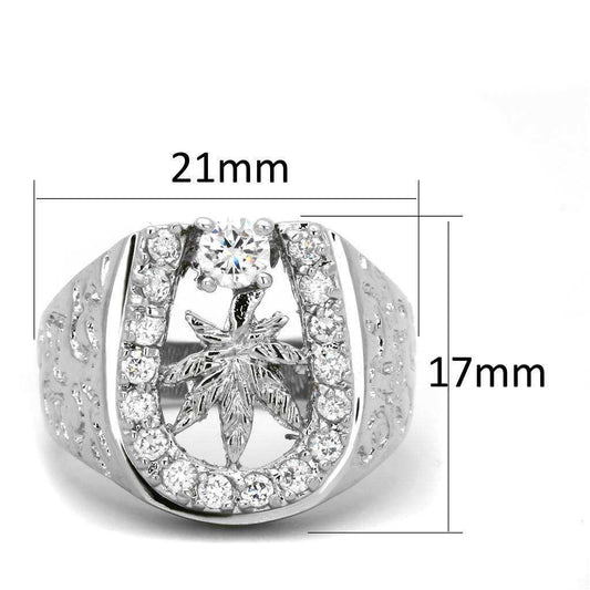 Alamode Rhodium Brass Ring with AAA Grade CZ in Clear - Alamode - Flyclothing LLC