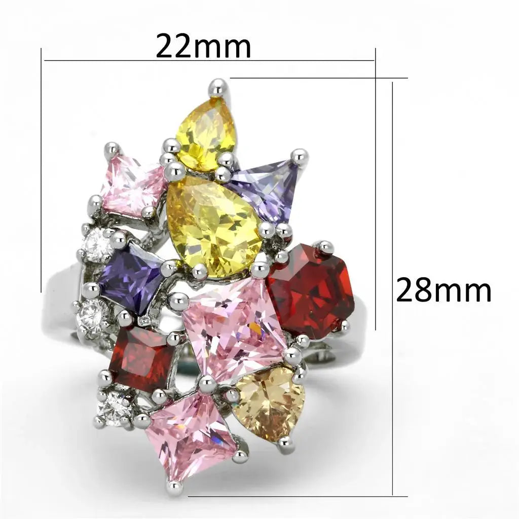 Alamode Rhodium Brass, AAA CZ , Multi Color - Alamode - Flyclothing LLC