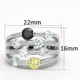 Alamode Rhodium Brass Ring with AAA Grade CZ in Multi Color - Alamode - Flyclothing LLC