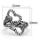 Alamode Rhodium Brass Ring with Synthetic Marcasite in Black Diamond - Alamode - Flyclothing LLC