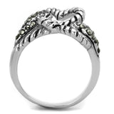 Alamode Rhodium Brass Ring with Synthetic Marcasite in Black Diamond - Alamode
