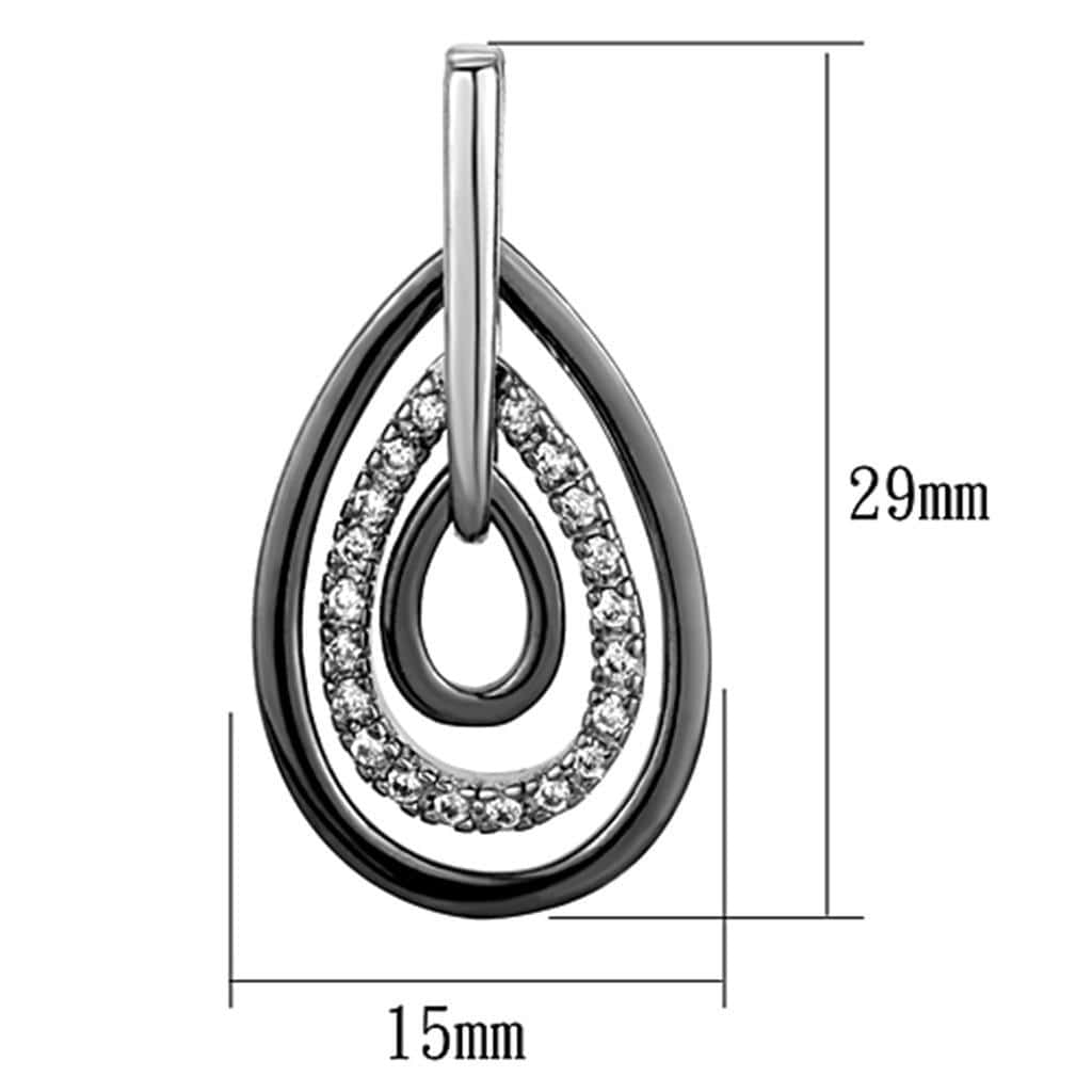 Alamode Rhodium + Ruthenium Brass Earrings with AAA Grade CZ in Clear - Alamode - Flyclothing LLC
