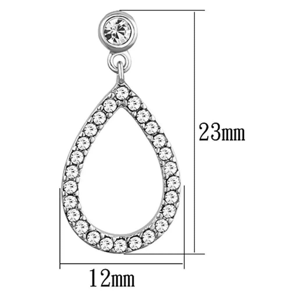 Alamode Rhodium Brass Earrings with Top Grade Crystal in Clear - Alamode - Flyclothing LLC