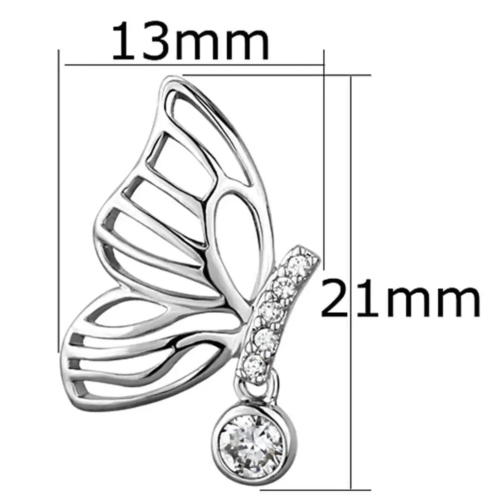 Alamode Rhodium Brass Earrings with AAA Grade CZ in Clear - Alamode - Flyclothing LLC