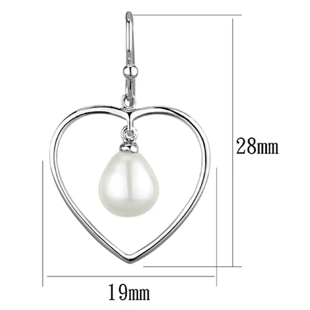 Alamode Rhodium Brass Earrings with Semi-Precious Pearl in White - Alamode - Flyclothing LLC