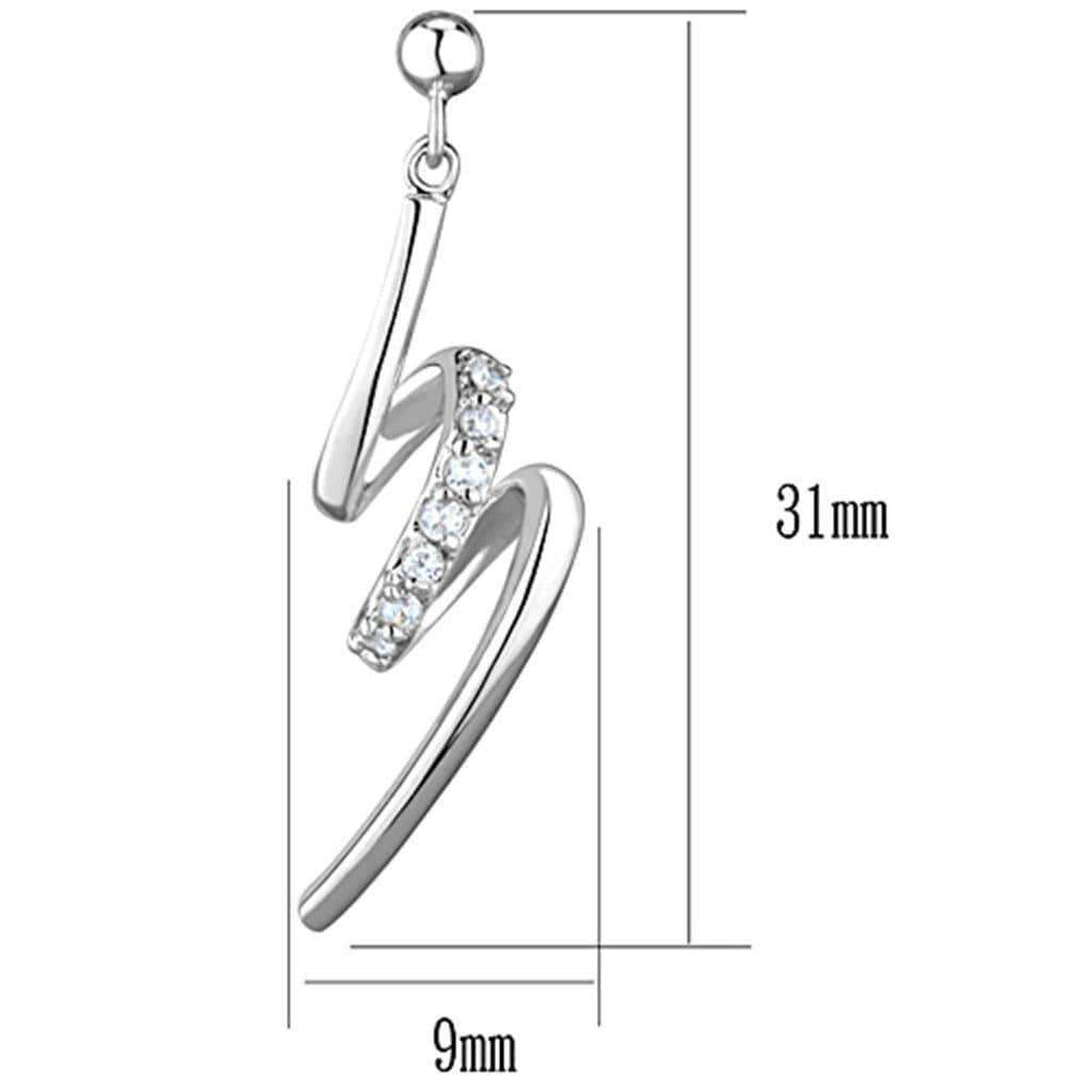 Alamode Rhodium Brass Earrings with AAA Grade CZ in Clear - Alamode - Flyclothing LLC