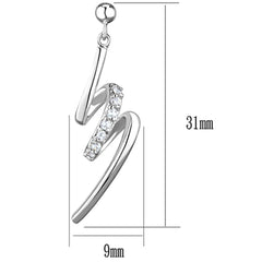 Alamode Rhodium Brass Earrings with AAA Grade CZ in Clear - Flyclothing LLC