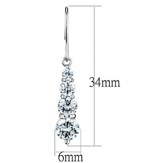 Alamode Rhodium Brass Earrings with AAA Grade CZ in Clear - Alamode - Flyclothing LLC