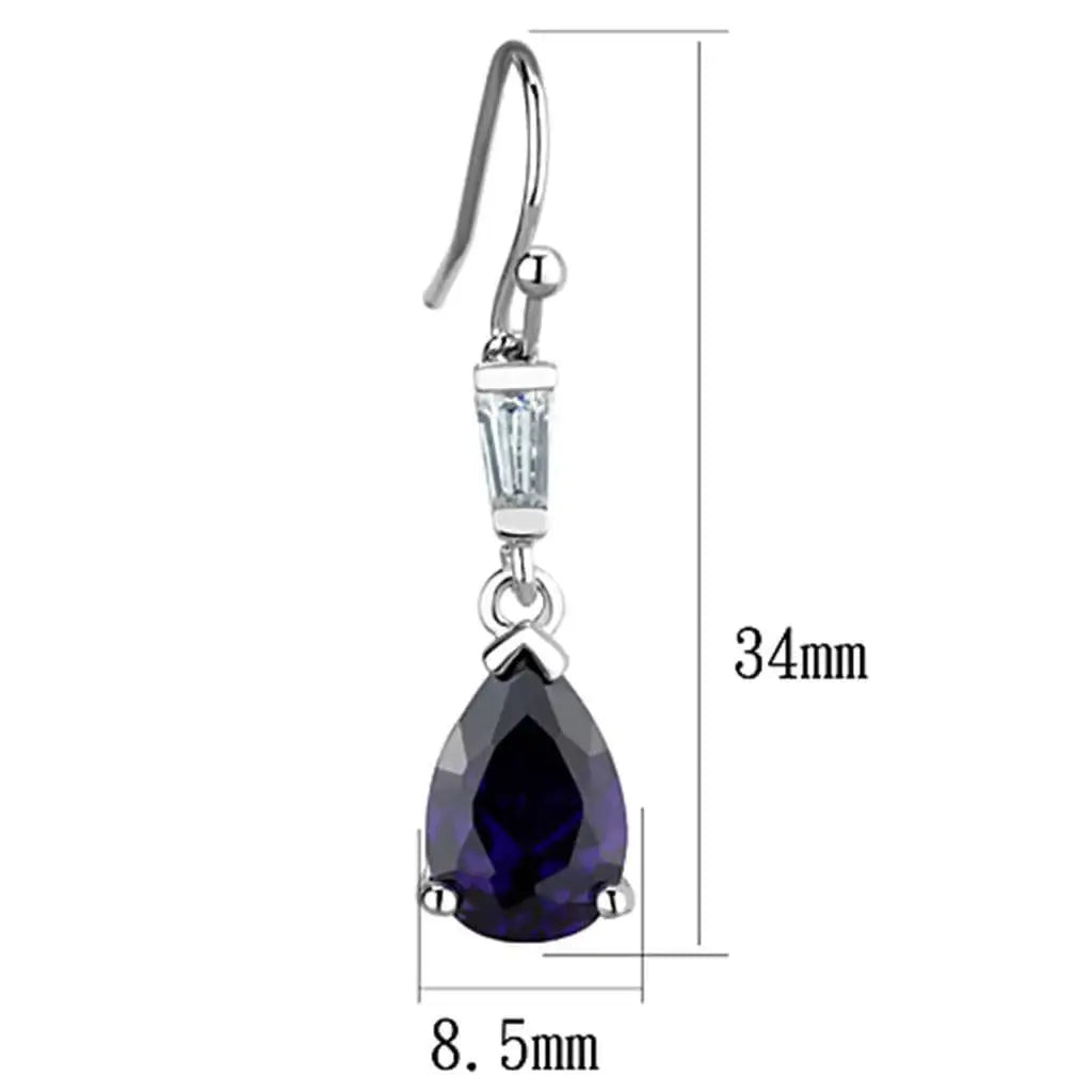 Alamode Rhodium Brass Earrings with AAA Grade CZ in Amethyst - Alamode - Flyclothing LLC