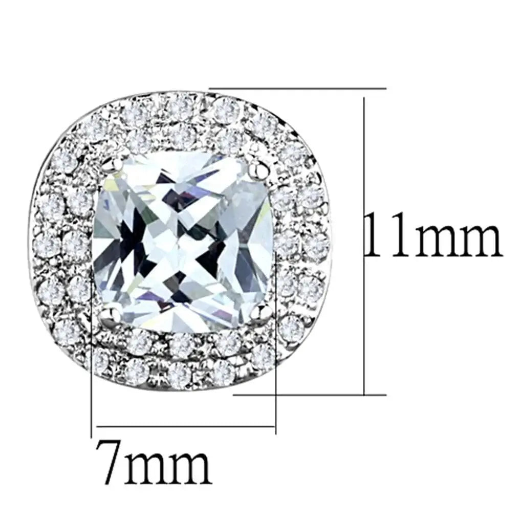 Alamode Rhodium Brass Earrings with AAA Grade CZ in Clear - Alamode - Flyclothing LLC