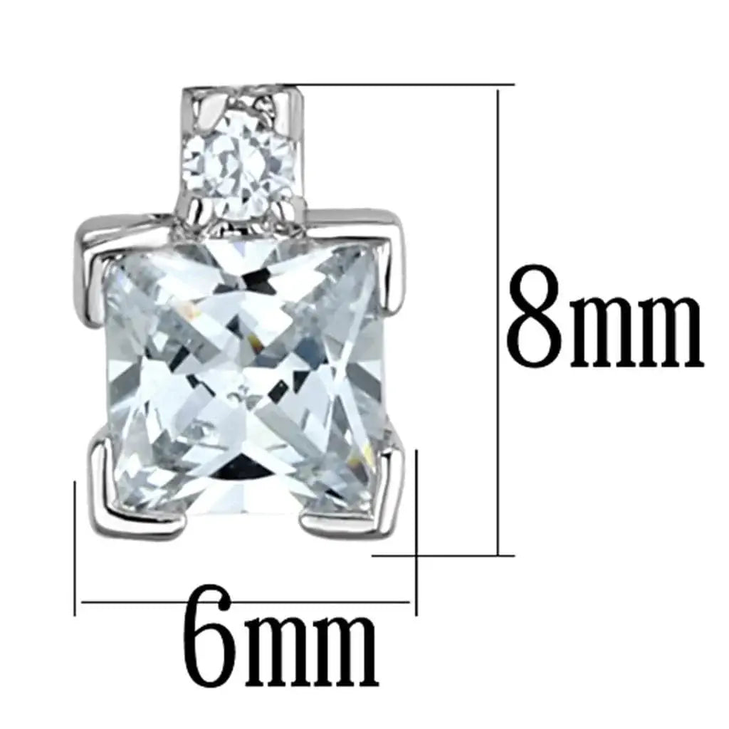 Alamode Rhodium Brass Earrings with AAA Grade CZ in Clear - Alamode - Flyclothing LLC