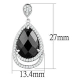 Alamode Rhodium Brass Earrings with AAA Grade CZ in Jet - Alamode - Flyclothing LLC