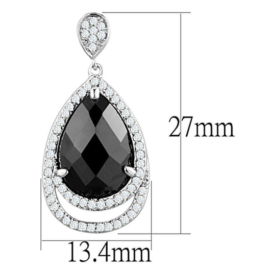 Alamode Rhodium Brass Earrings with AAA Grade CZ in Jet - Alamode - Flyclothing LLC