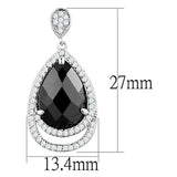Alamode Rhodium Brass Earrings with AAA Grade CZ in Jet - Alamode