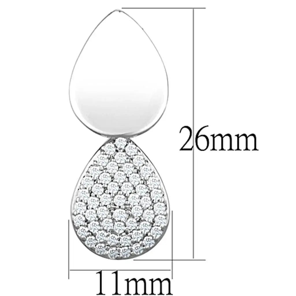 Alamode Rhodium Brass Earrings with AAA Grade CZ in Clear - Alamode - Flyclothing LLC