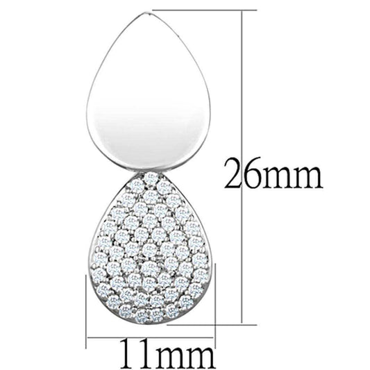 Alamode Rhodium Brass Earrings with AAA Grade CZ in Clear - Alamode - Flyclothing LLC
