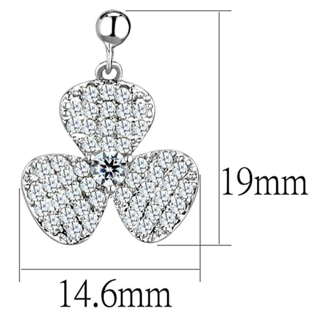 Alamode Rhodium Brass Earrings with AAA Grade CZ in Clear - Alamode - Flyclothing LLC