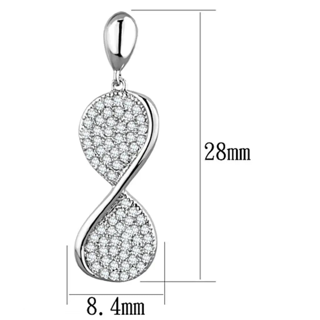 Alamode Rhodium Brass Earrings with AAA Grade CZ in Clear - Alamode - Flyclothing LLC