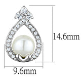 Alamode Rhodium Brass Earrings with Synthetic Pearl in White - Alamode