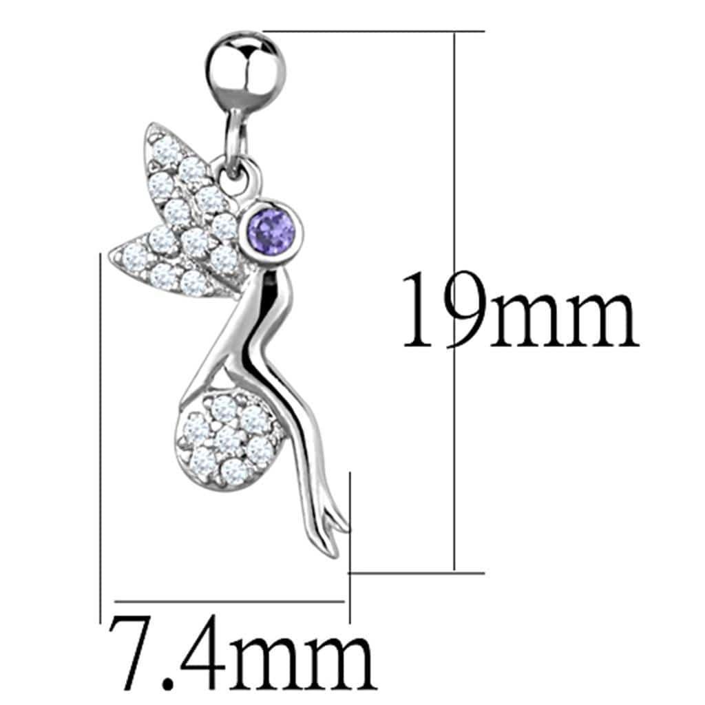 Alamode Rhodium Brass Earrings with AAA Grade CZ in Amethyst - Alamode - Flyclothing LLC