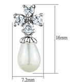 Alamode Rhodium Brass Earrings with Synthetic Pearl in White - Alamode