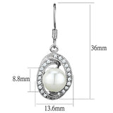 Alamode Rhodium Brass Earrings with Synthetic Pearl in White - Alamode - Flyclothing LLC
