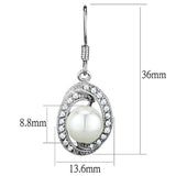 Alamode Rhodium Brass Earrings with Synthetic Pearl in White - Alamode