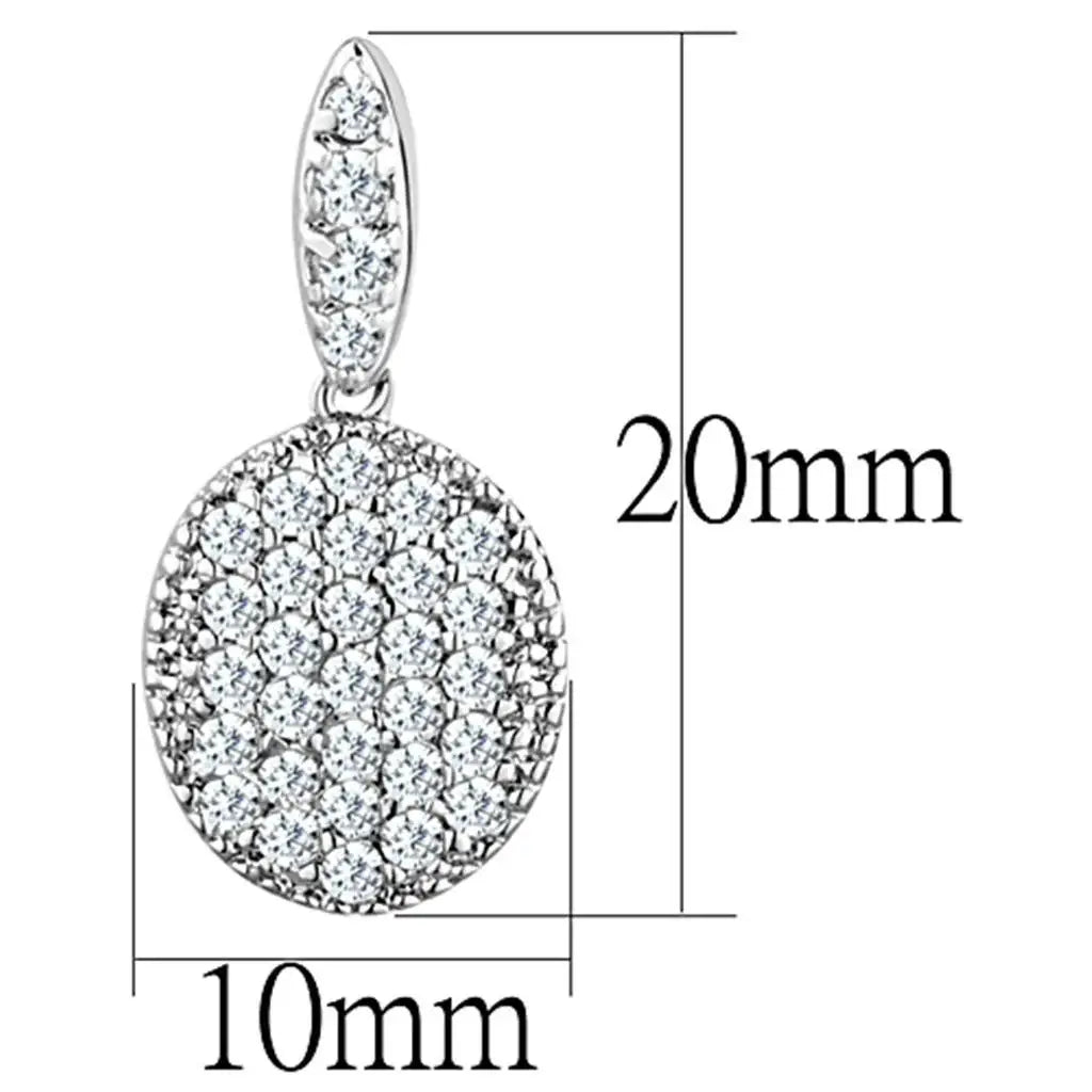 Alamode Rhodium Brass Earrings with AAA Grade CZ in Clear - Alamode - Flyclothing LLC