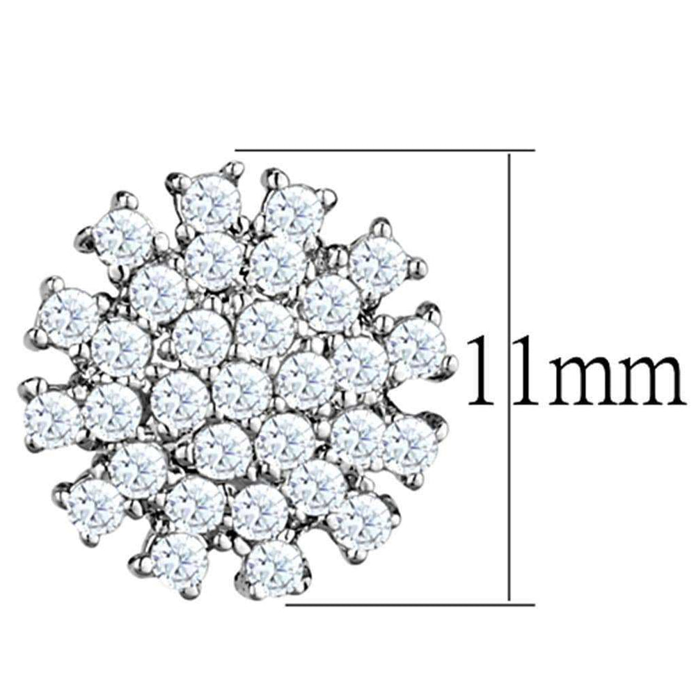 Alamode Rhodium Brass Earrings with AAA Grade CZ in Clear - Alamode - Flyclothing LLC