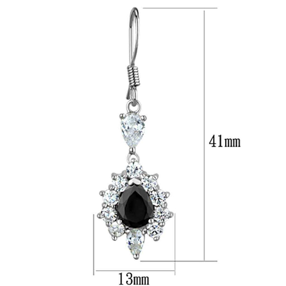 Alamode Rhodium Brass Earrings with AAA Grade CZ in Black Diamond - Alamode - Flyclothing LLC
