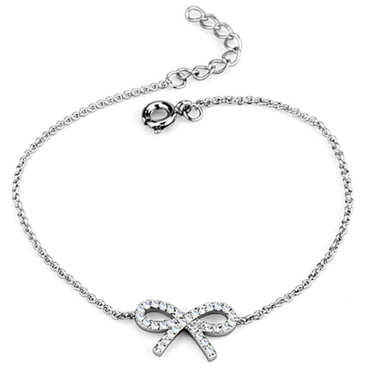 Alamode Rhodium Brass Bracelet with AAA Grade CZ in Clear - Alamode - Flyclothing LLC