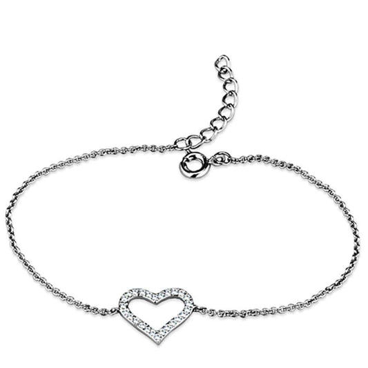 Alamode Rhodium Brass Bracelet with AAA Grade CZ in Clear - Alamode - Flyclothing LLC