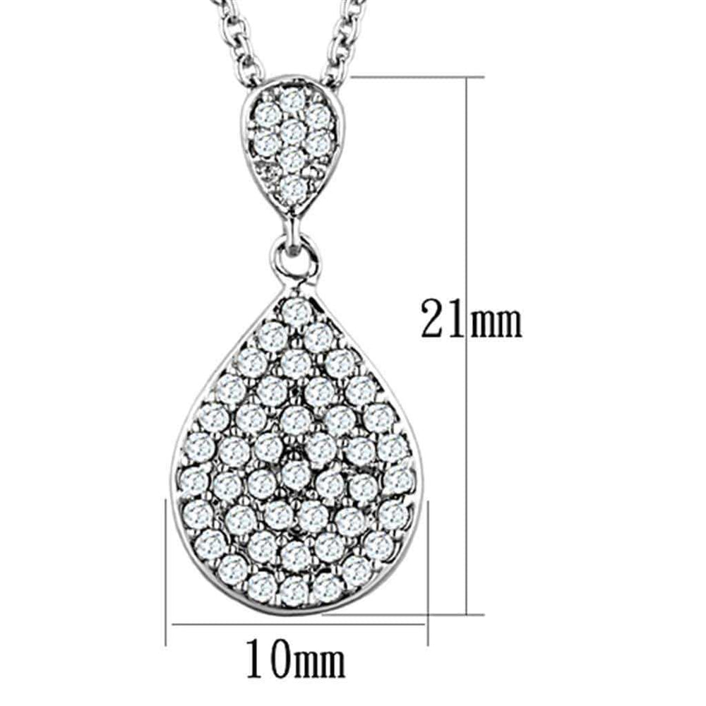 Alamode Rhodium Brass Necklace with AAA Grade CZ in Clear - Alamode - Flyclothing LLC