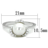 Alamode Rhodium Brass Ring with Synthetic Pearl in White - Alamode