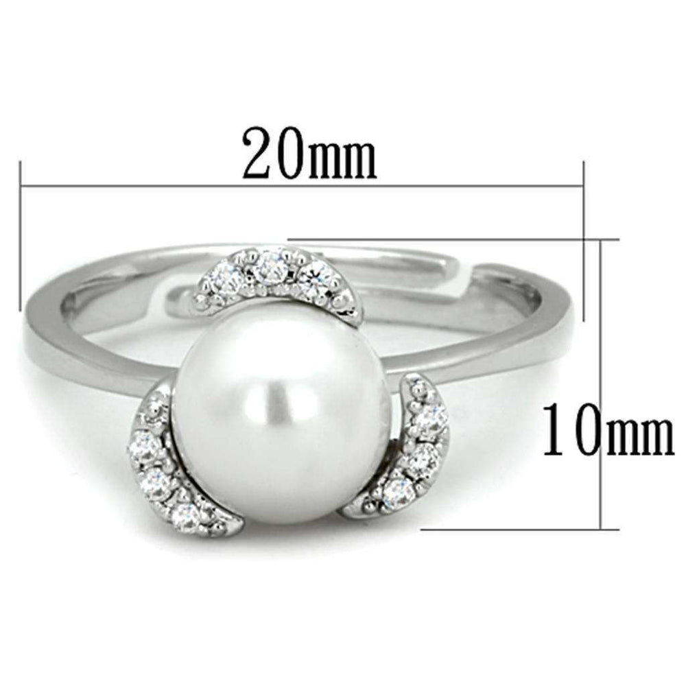 Alamode Rhodium Brass Ring with Synthetic Pearl in White - Alamode - Flyclothing LLC