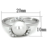 Alamode Rhodium Brass Ring with Synthetic Pearl in White - Alamode