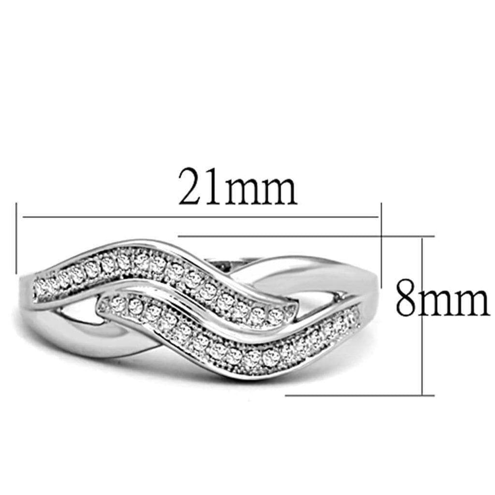 Alamode Rhodium Brass Ring with AAA Grade CZ in Clear - Alamode - Flyclothing LLC