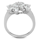 Alamode Rhodium Brass Ring with AAA Grade CZ in Clear - Alamode