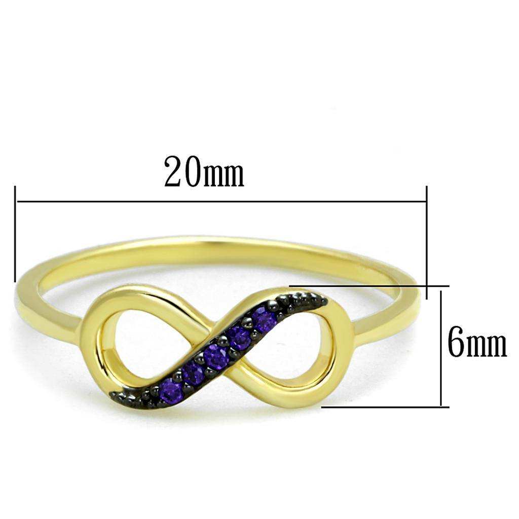 Alamode Gold+Ruthenium Brass Ring with AAA Grade CZ in Tanzanite - Alamode - Flyclothing LLC